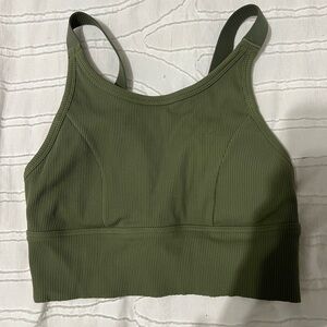 Aerie Olive Green Ribbed Sports Bra